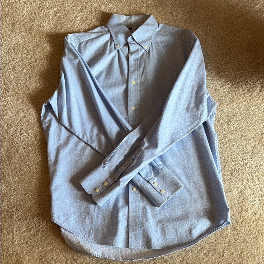 Robert Graham Men's Light Blue Money Bags Dress Shirt EUC